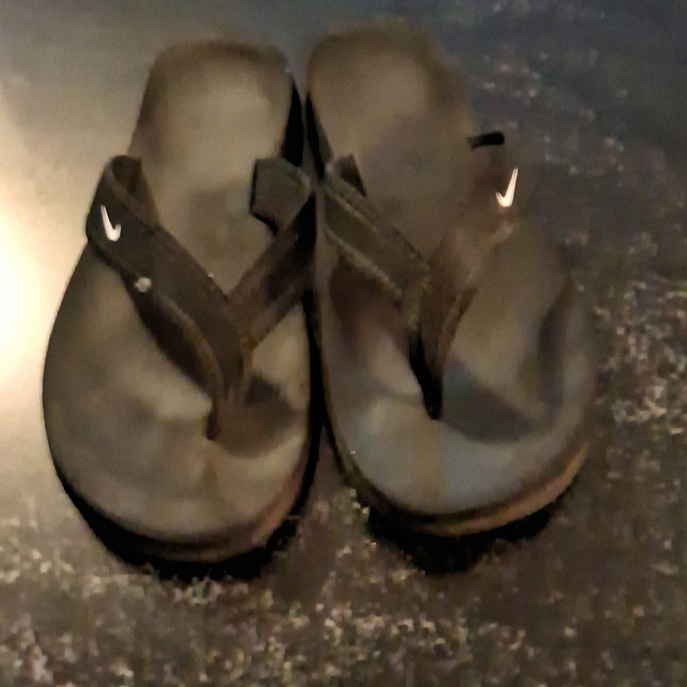 Nike Black Sandals with Thong Design